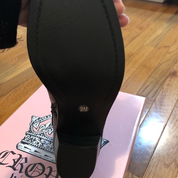 Crown Vintage Shoes - Black leather studded bootie